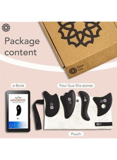 Hana Emi Large Gua Sha Stone Set of 4 - Bian Stone Gua Sha Facial Tools for Glowing Massage - Gua Sha Body Tool and Massage Set for Daily Skincare Routine - Guasha Tool for Face and Body by Hana Emi  - Image 2