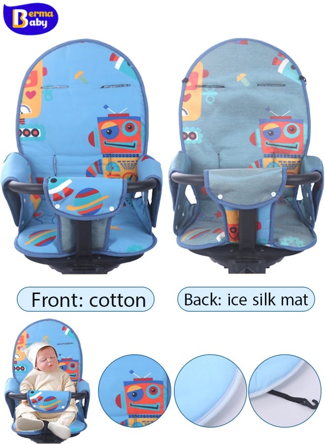 Berma Baby وسادة مقعد للأطفال حديثي الولادة، وسادة مقعد لعربة الأطفال، وسادة مقعد فائقة النعومة لعربة الأطفال، وسادة مقعد قابلة للتعديل وجيدة التهوية، مناسبة لجميع المواسم، عالمية على كلا الجانبين (أزرق) - Image 1