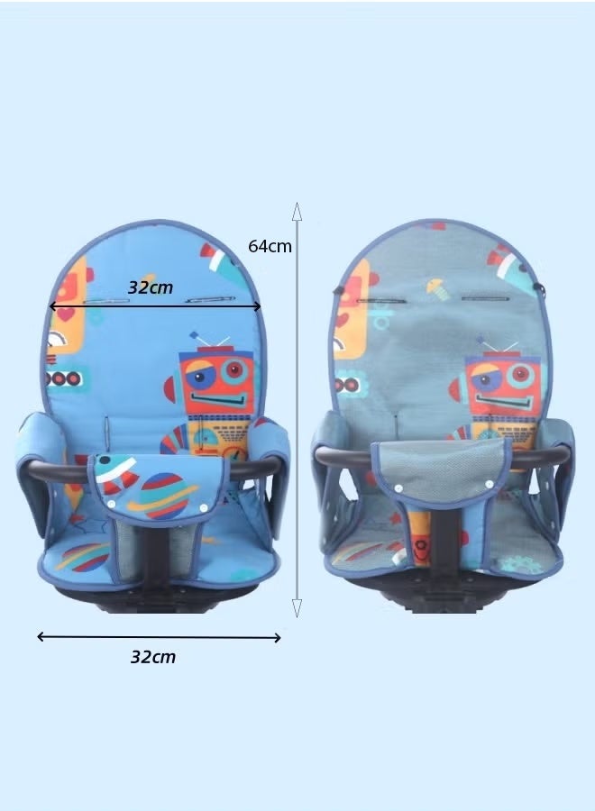 Berma Baby وسادة مقعد للأطفال حديثي الولادة، وسادة مقعد لعربة الأطفال، وسادة مقعد فائقة النعومة لعربة الأطفال، وسادة مقعد قابلة للتعديل وجيدة التهوية، مناسبة لجميع المواسم، عالمية على كلا الجانبين (أزرق) - Image 2