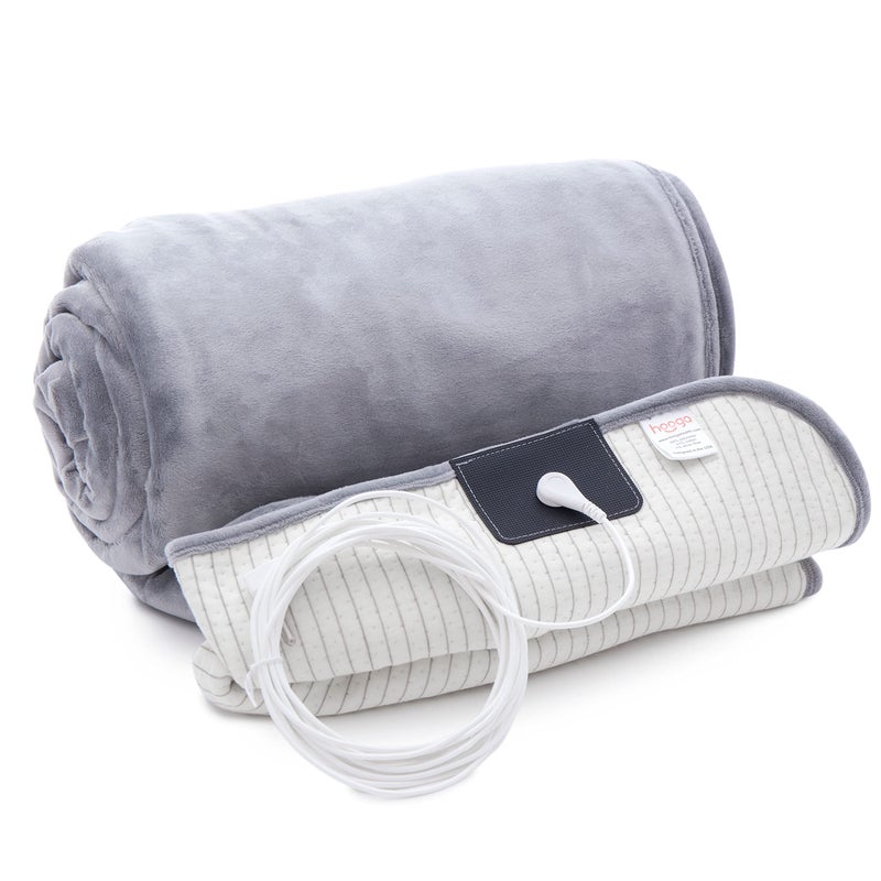 بطانية هوغا للتأريض لتحسين النوم وتخفيف الألم والطاقة والالتهابات متصلة بالأرض بطانية موصلة بألياف فضية مع كابل تأريض مضمن 60x80 بوصة حجم كوين