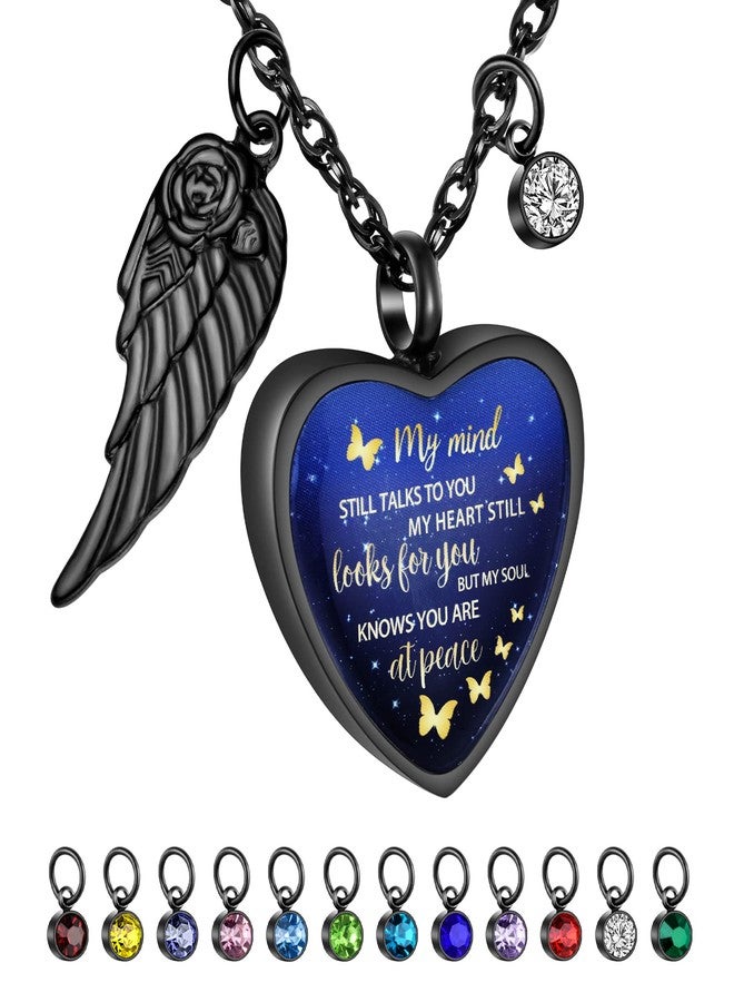 Dletay Heart Urn Necklace for Ashes Birthstones Cremation Jewelry for Ashes Daddy’s Girl Ash Necklace Memorial Ash Holder, Stainless Steel, stainless steel - Image 1