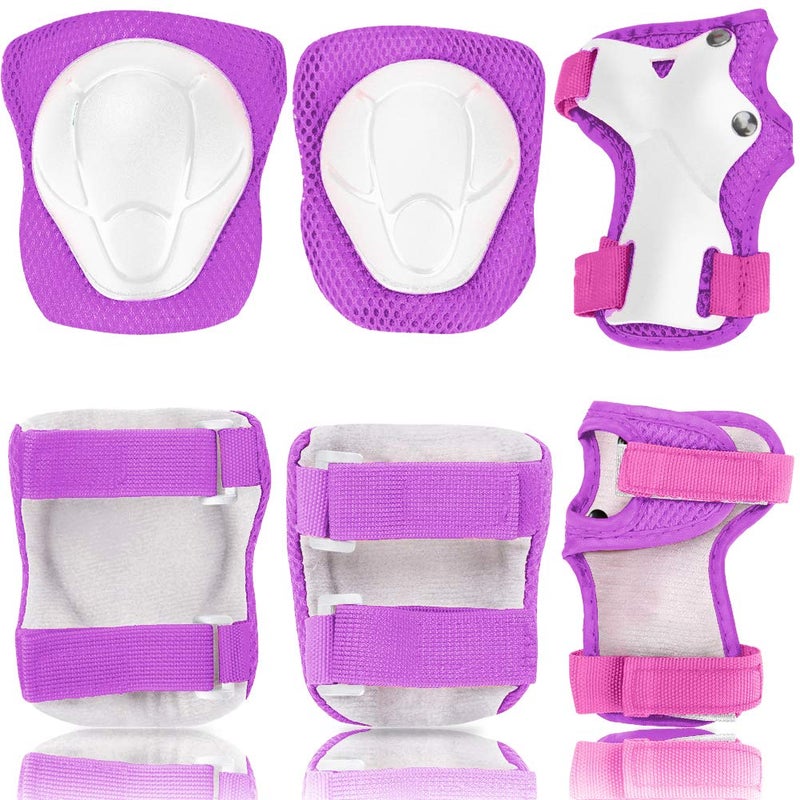 KAMUGO Kids Adjustable Helmet, with Sports Protective Gear Set Knee Elbow Wrist Pads for Toddler Age 3-8 Boys Girls, Bike Skateboard Hoverboard Scooter Rollerblading Helmet Set (Purple) - Image 5