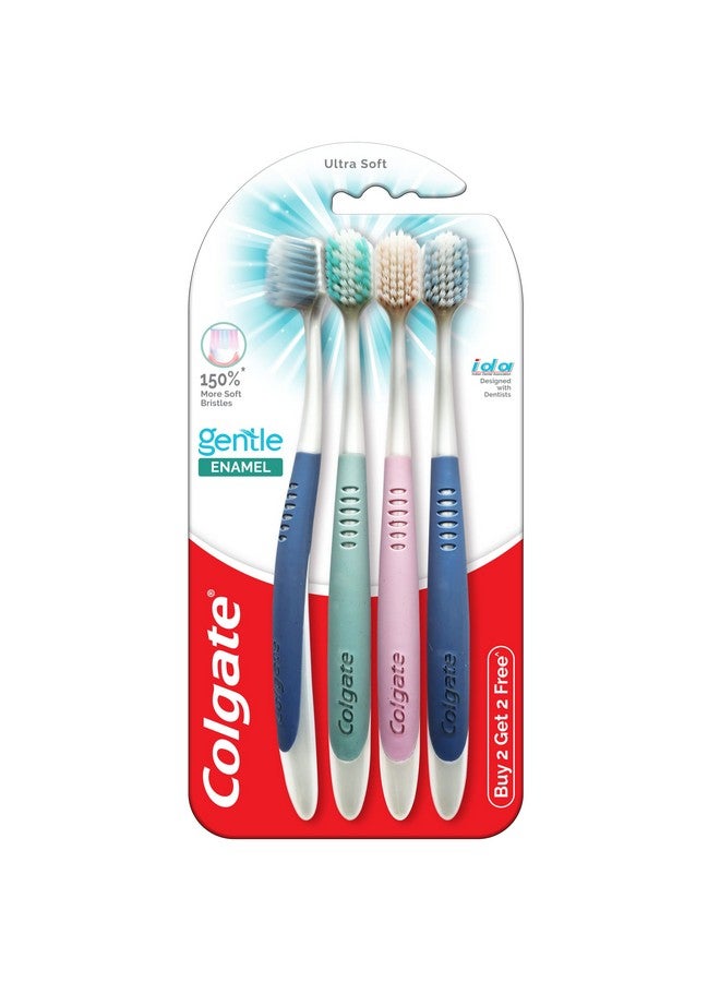 كولجيت مجموعة فرشاة أسنان جنتل إيناميل فائقة النعومة توفر فرشاة أسنان فائقة النعومة لـ 4 قطع - Image 1
