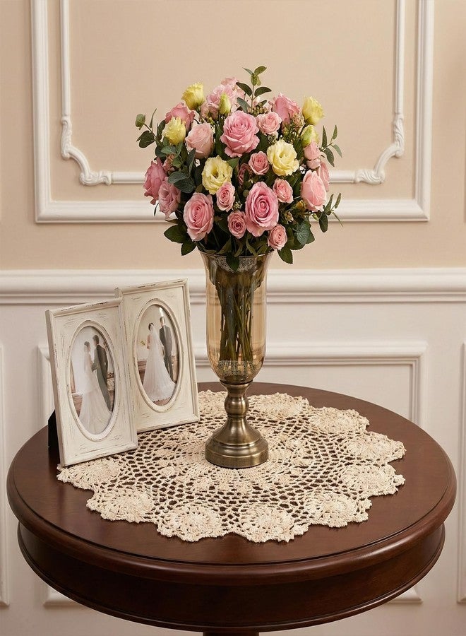 Eldraqth Lace Dollies for Tables, 15.7 Inch Large Round Cotton Crochet Doilies Handmade Vintage Lace Placemats Knitted Tablecloth for Home Kitchen Dining Room Wedding Party Decoration (Beige) - Image 4