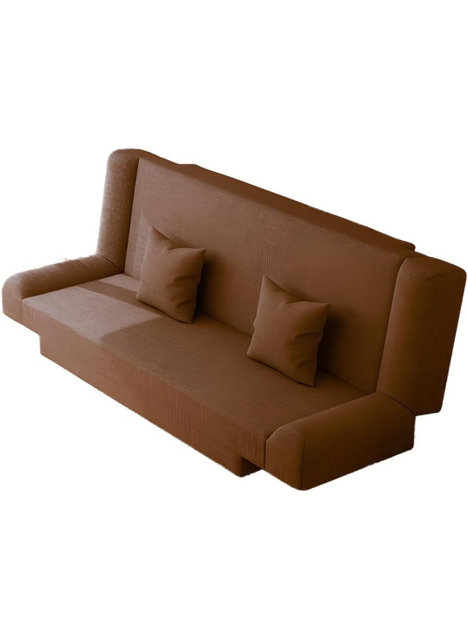 Comfynest Linen Armless Convertible Sleeper Sofa Bed for Living Room - Brown - 119.88 x 55.11 x 74.94 cm  - Image 1