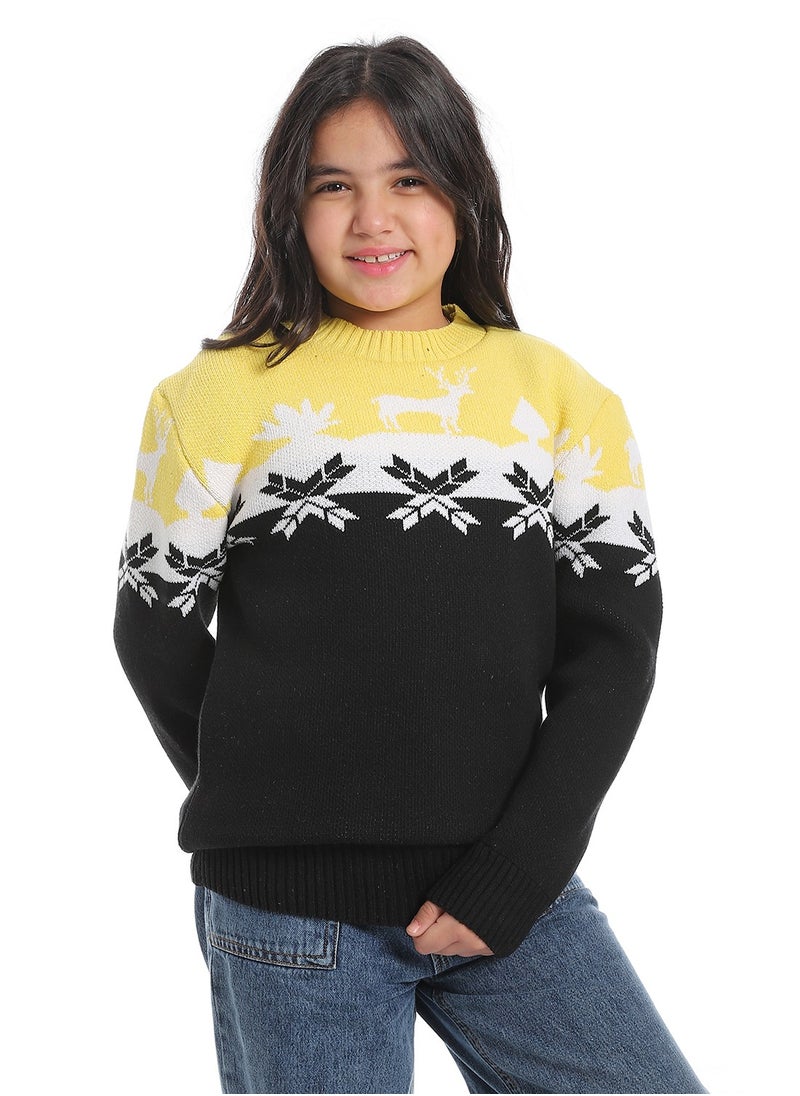 Caesar - Girls wool pullover with multi design - Image 1