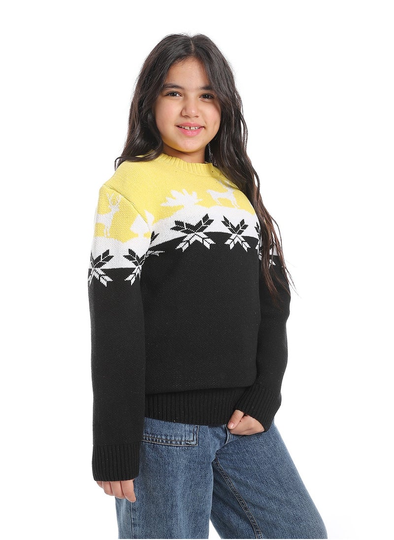 Caesar - Girls wool pullover with multi design - Image 1