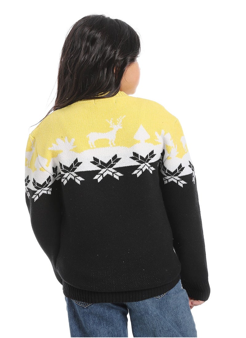 Caesar - Girls wool pullover with multi design - Image 1