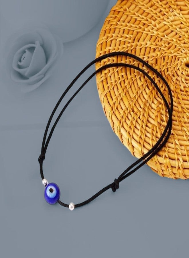 DARSHRAJ Sterling silver Anklet For Girls | Nazariya Thread Payal For Women | Evil Eye | Nazar Battu | Black | Blue | Adjustable Free Size - Image 2