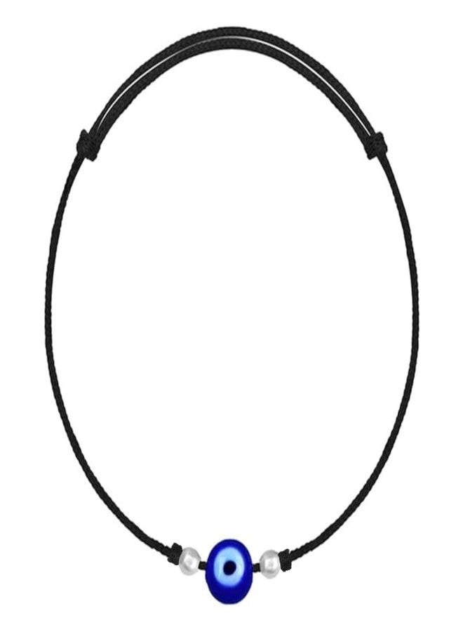 DARSHRAJ Sterling silver Anklet For Girls | Nazariya Thread Payal For Women | Evil Eye | Nazar Battu | Black | Blue | Adjustable Free Size - Image 1