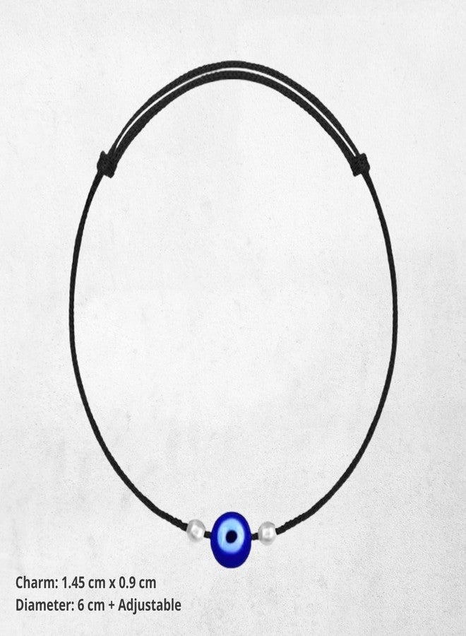 DARSHRAJ Sterling silver Anklet For Girls | Nazariya Thread Payal For Women | Evil Eye | Nazar Battu | Black | Blue | Adjustable Free Size - Image 3