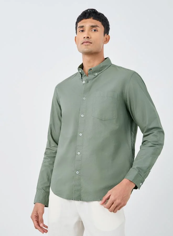 ستايلي Styli Button Down Collar Regular Fit Oxford Shirt