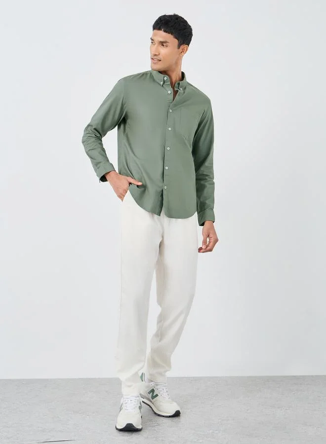 ستايلي Styli Button Down Collar Regular Fit Oxford Shirt