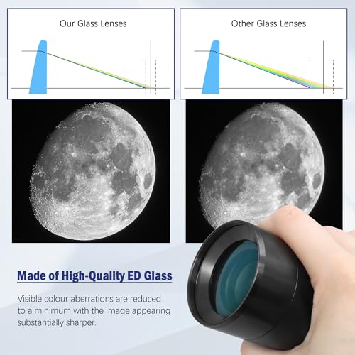 Astromania Barlow Lens 2X, 2 Inch Barlow Lens Fully Multi-Coated Metal for Telescopes Premium Dual Power ED Glass Telescope Accessory with Internal Brass Ring for 2 inch & 1.25 inch Telescope Eyepiece - Image 4