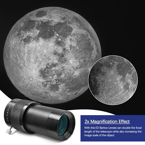 Astromania Barlow Lens 2X, 2 Inch Barlow Lens Fully Multi-Coated Metal for Telescopes Premium Dual Power ED Glass Telescope Accessory with Internal Brass Ring for 2 inch & 1.25 inch Telescope Eyepiece - Image 2