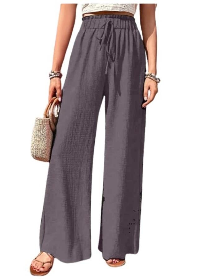 Wide Leg Tied Pants Casual High Waist Loose Pants For Spring and Summer Women's Clothing KU370 - Image 1