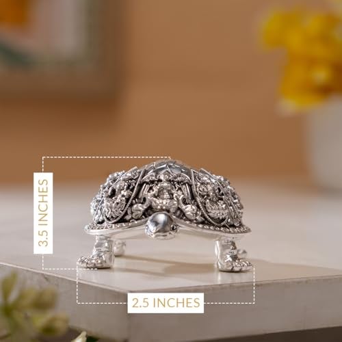 Svastika Silver-Plated Ashtalakshmi Kurma Tortoise | 3.5 Inch Vastu Idol with 8 Lakshmi Avatars for Wealth & Prosperity | Spiritual Home Decor - Image 3