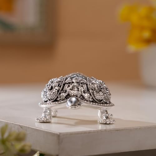 Svastika Silver-Plated Ashtalakshmi Kurma Tortoise | 3.5 Inch Vastu Idol with 8 Lakshmi Avatars for Wealth & Prosperity | Spiritual Home Decor - Image 4