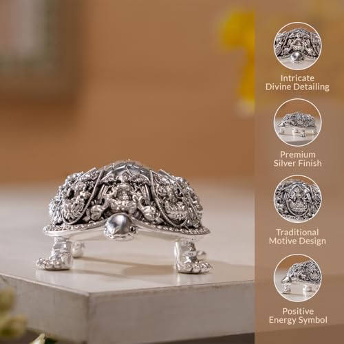Svastika Silver-Plated Ashtalakshmi Kurma Tortoise | 3.5 Inch Vastu Idol with 8 Lakshmi Avatars for Wealth & Prosperity | Spiritual Home Decor - Image 5