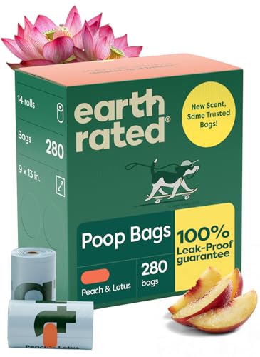 Earth Rated Poop Bags for Dogs, Guaranteed Leak Proof and Extra Thick Waste Bag Refill Rolls, Peach and Lotus, 280 Count - Image 1