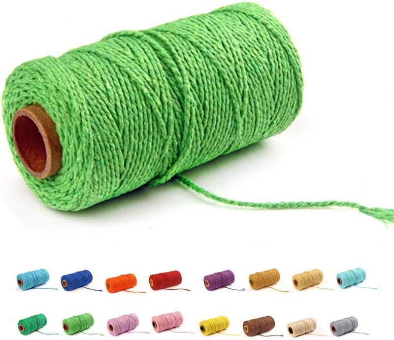 FLIPPED (109 Yards/1.5mm/35 Colors Optional) Cotton Baker Twine DIY Craft Macramé Natural Cotton Craft Making Knitting Cord Rope DIY Wedding Decor Supply Christmas Wrapping String Rope(Green)… - Image 1