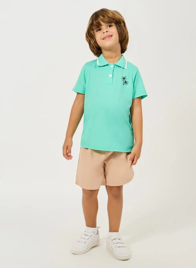 ستايلي Coconut Tree Print Polo T-Shirt & Shorts Set