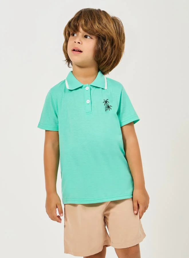 ستايلي Coconut Tree Print Polo T-Shirt & Shorts Set