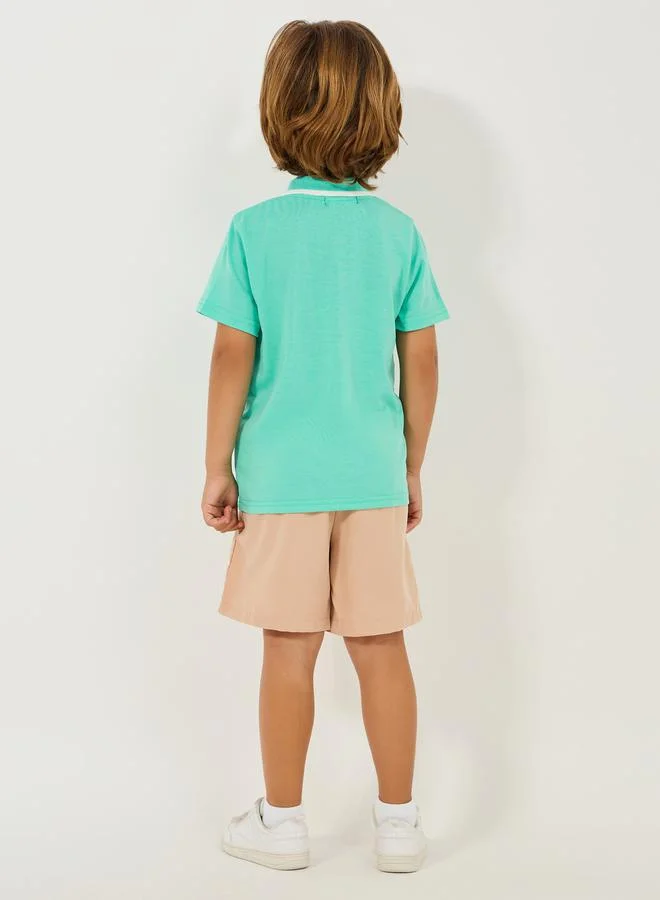 ستايلي Coconut Tree Print Polo T-Shirt & Shorts Set