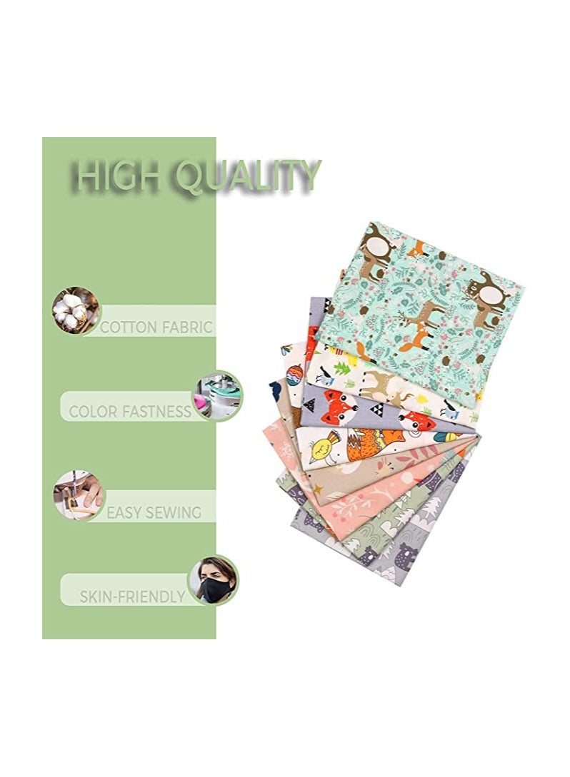 SYOSI Cartoon Print Fabric 8 Styles Quarter Fabric Bundles 100% Cotton Craft Fabric Pre-Cut Squares Sheets for Patchwork Sewing Quilting Fabric DIY Handmade Patchwork 50cm x 50cm Forest Pattern  - Image 5