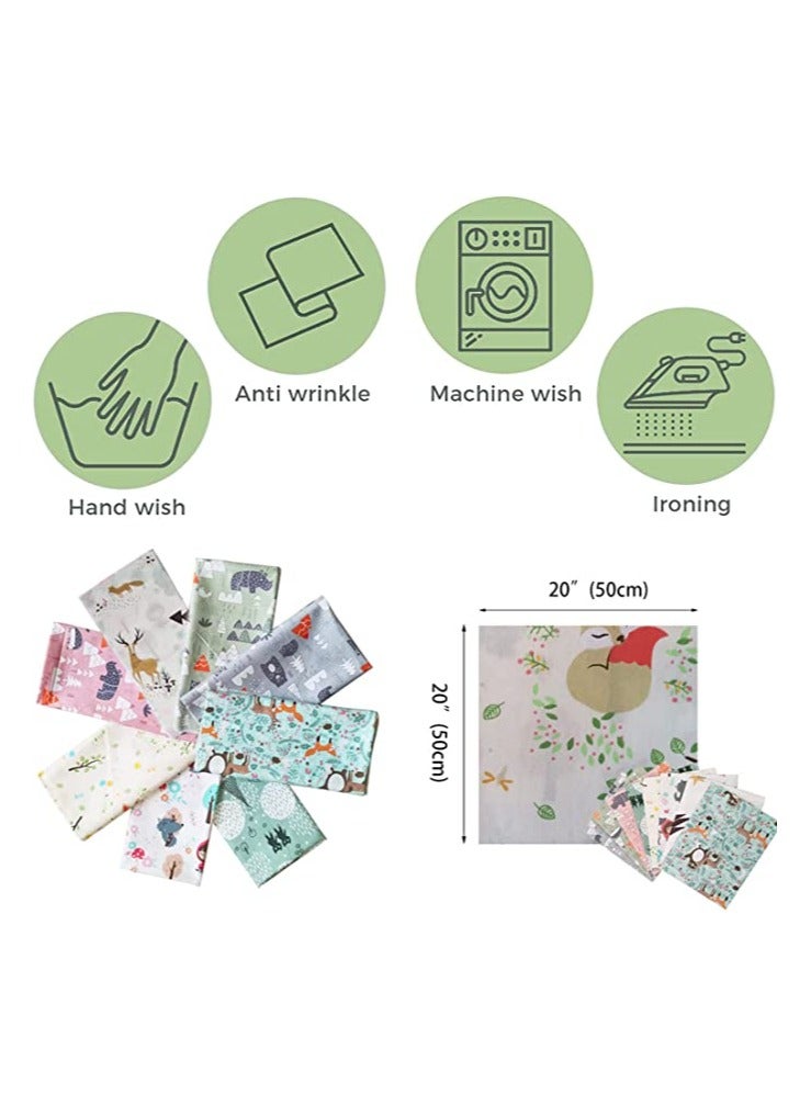 SYOSI Cartoon Print Fabric 8 Styles Quarter Fabric Bundles 100% Cotton Craft Fabric Pre-Cut Squares Sheets for Patchwork Sewing Quilting Fabric DIY Handmade Patchwork 50cm x 50cm Forest Pattern  - Image 4
