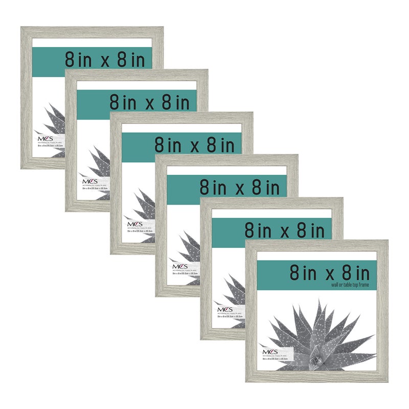 MCS Gallery Essential Picture Frames  Photo Gallery Wall Frame Set  Gray Woodgrain  8 x 8 Inch  6-Pack - Image 1