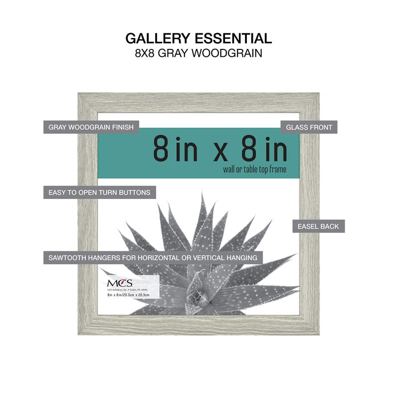 MCS Gallery Essential Picture Frames  Photo Gallery Wall Frame Set  Gray Woodgrain  8 x 8 Inch  6-Pack - Image 5