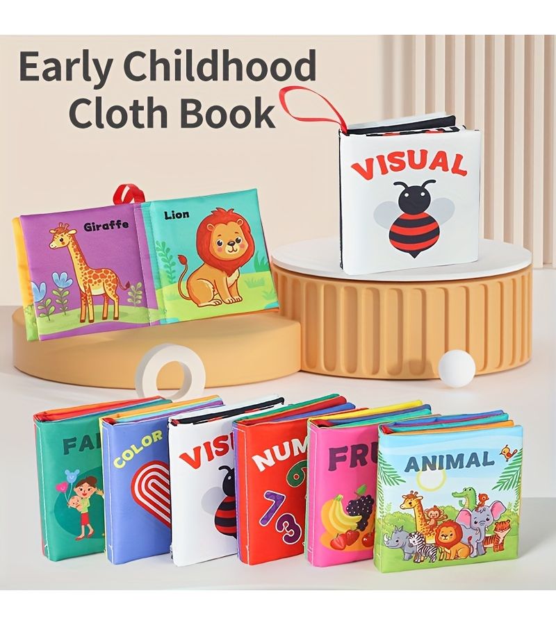 A Four Page Cloth Book For Infant Sensory Stimulation Animal Fruit Shape Numbers Thematic Cognition Tear Resistant Washable - Image 5