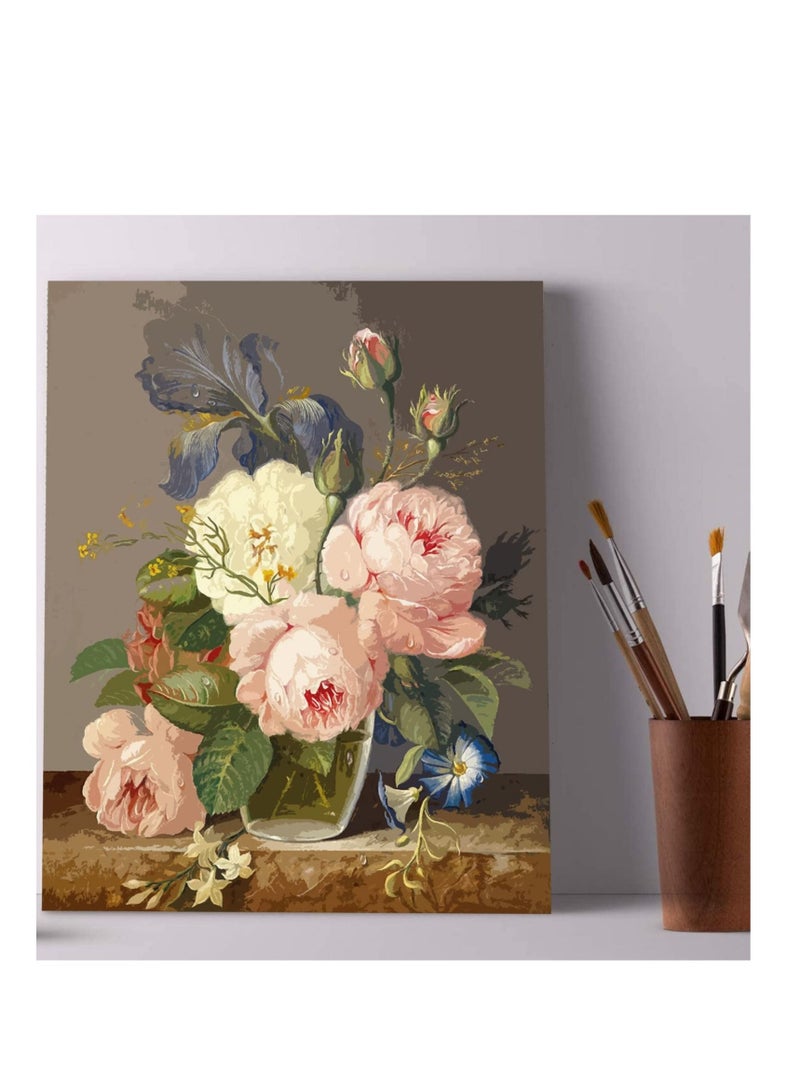 كابتن تيك دهانات أكريليك DIY لديكور الغرفة مجموعة من الزهور ترسم حسب العدد الكبار الطلاب المبتدئين الأطفال اختيار هدية مثالية لأرقام الرسم على القماش بدون إطار 40 × 50 سم - Image 2