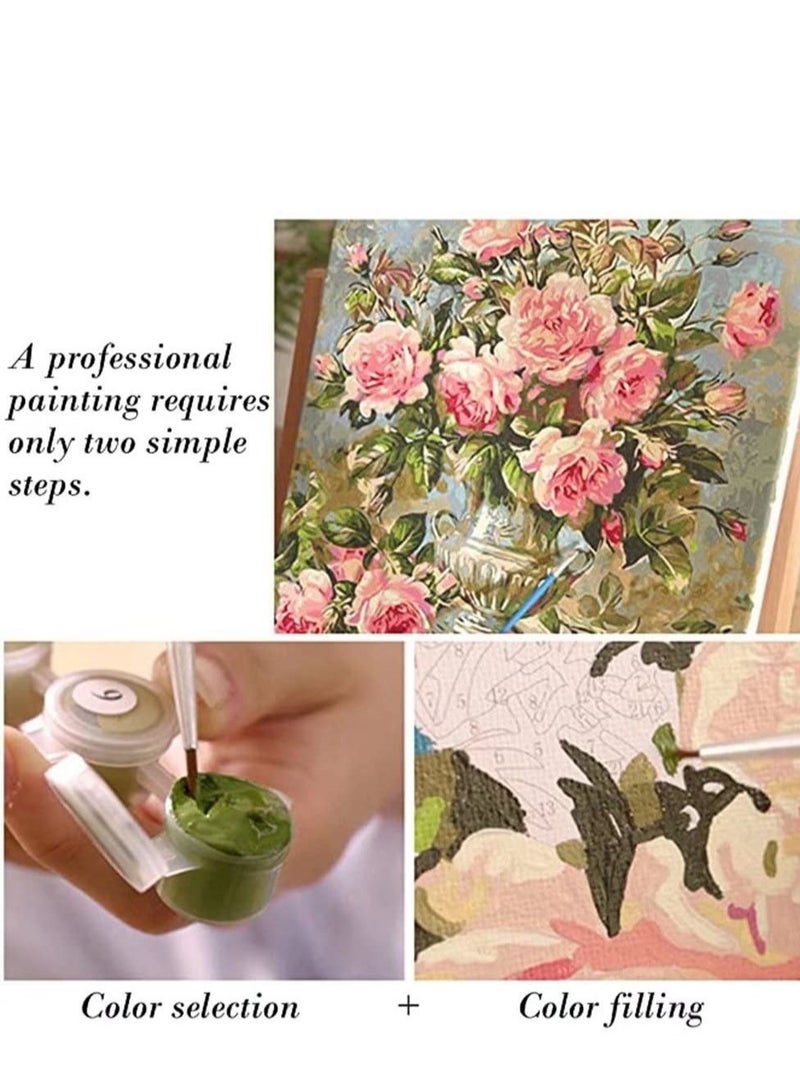 كابتن تيك دهانات أكريليك DIY لديكور الغرفة مجموعة من الزهور ترسم حسب العدد الكبار الطلاب المبتدئين الأطفال اختيار هدية مثالية لأرقام الرسم على القماش بدون إطار 40 × 50 سم - Image 4