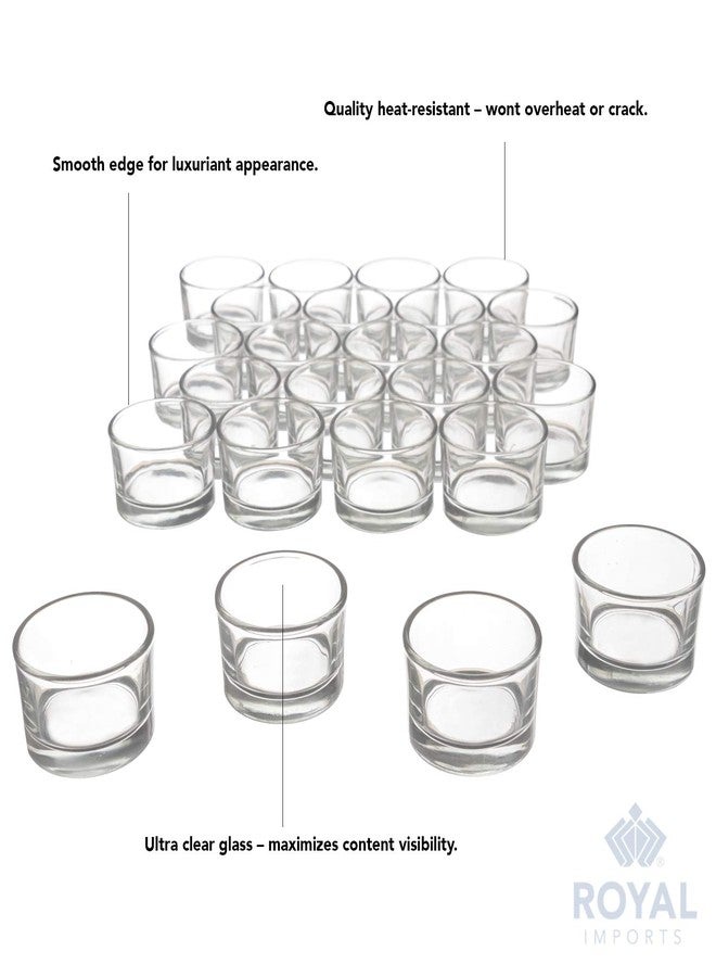 رويال إمبورتس حامل شموع صغير من الزجاج الشفاف من رويال إمبورتس، حاملات شموع صغيرة لتزيين طاولات حفلات الزفاف، والحفلات، والعشاء، والعطلات، والديكور المنزلي، قالب شموع - مجموعة من 24 قطعة - Image 3