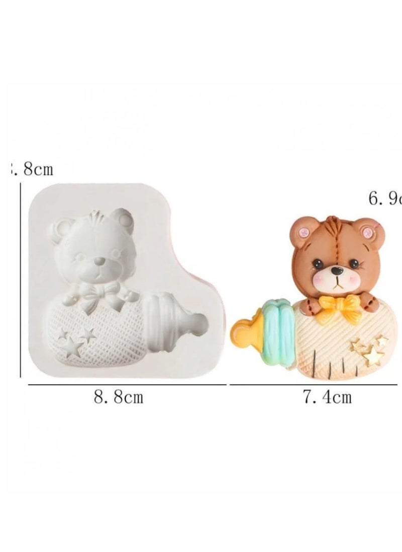 C.T.Z Baby Bear-Themed Silicone Molds for Cake Decorating and Crafts - 3-Piece Set Featuring Cute Teddy Bears and Baby Bottle Designs - Ideal for Chocolate, Fondant, and Soap Making  - Image 2