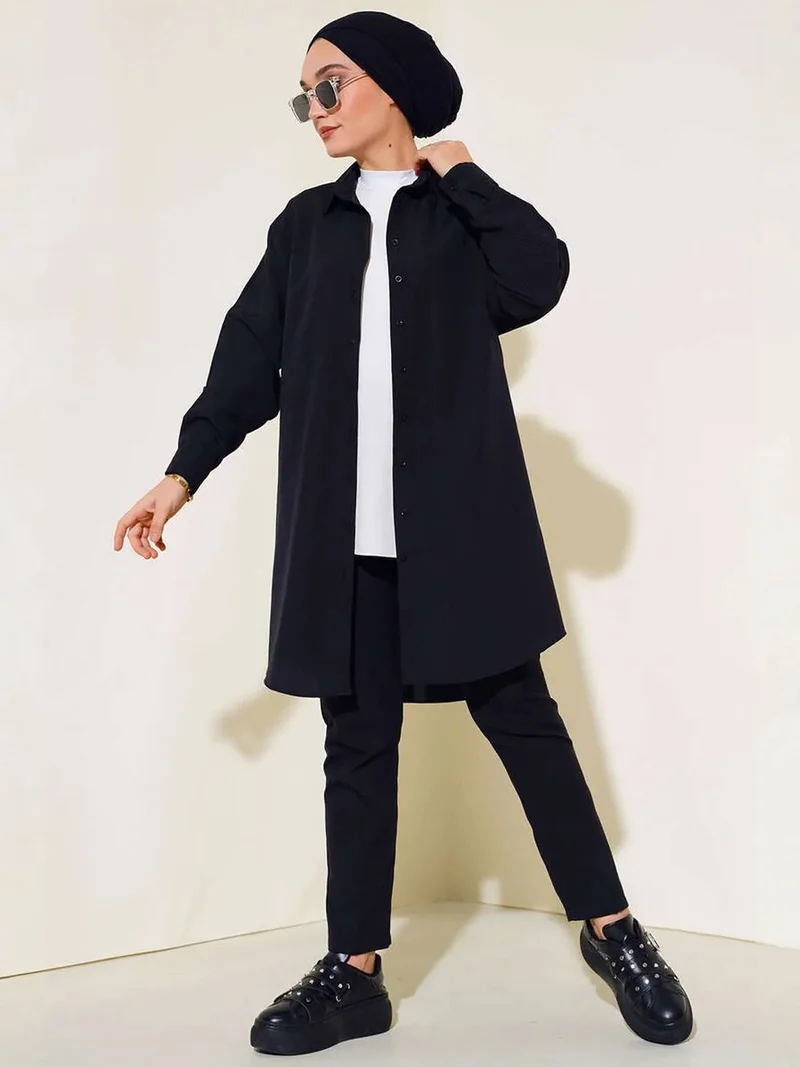 بيغ دارت BDART Long Poplin Shirt with Button Closure