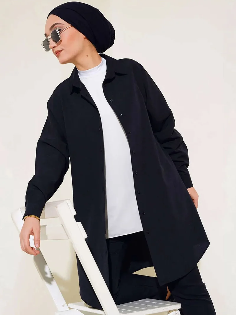 بيغ دارت BDART Long Poplin Shirt with Button Closure