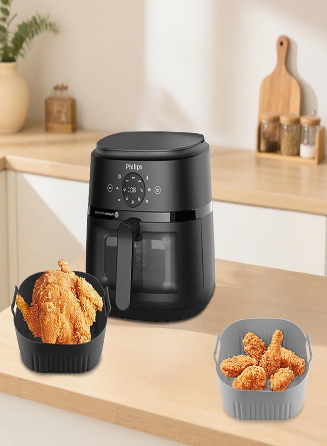 ليهولكير عبوتان من بطانات القلي الهوائي المصنوعة من السيليكون لأجهزة Instant Pot Vortex Plus سعة 4 كوارت، وChefman سعة 4 كوارت، وLYHOLKEER. بطانات سلة القلي الهوائي المربعة مقاس 7.8 بوصة قابلة لإعادة الاستخدام لأجهزة سعة 4-5 كوارت، آمنة للغسل في غسالة الأطباق، ملحقات بديلة لورق الزبدة - Image 5