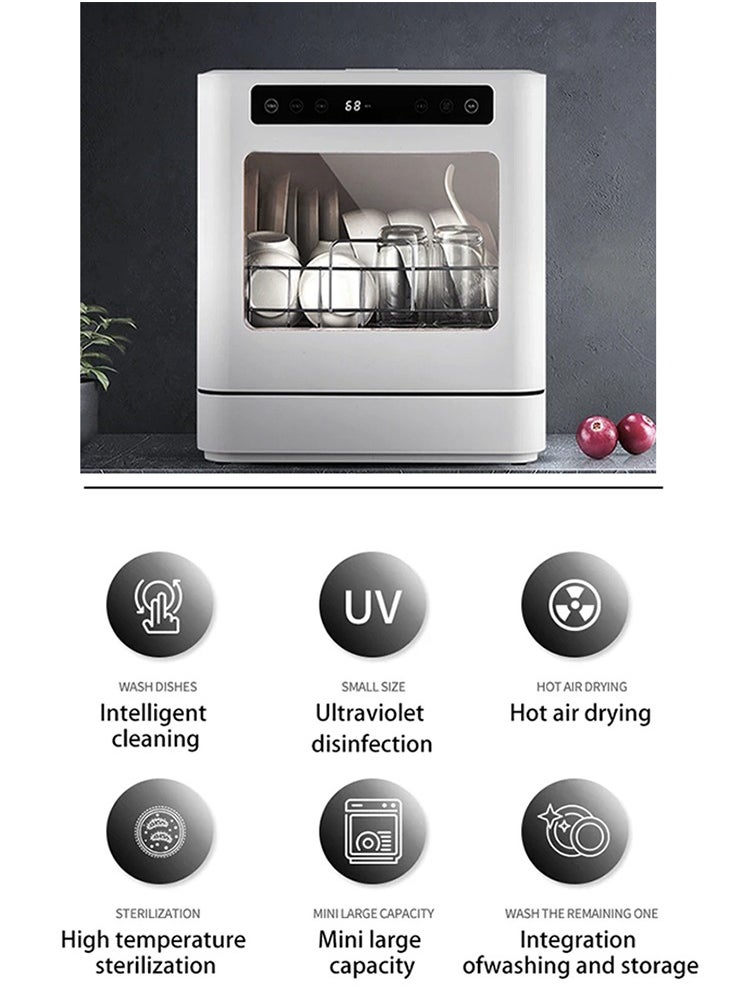 ET-LIFE Countertop Dishwasher, Installation-Free Automatic Dishwasher, 4 Programs, High Temp Disinfection and Hot Air Drying for 8 People  - Image 4