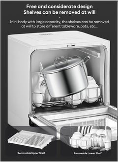 ET-LIFE Countertop Dishwasher, Installation-Free Automatic Dishwasher, 4 Programs, High Temp Disinfection and Hot Air Drying for 8 People  - Image 2
