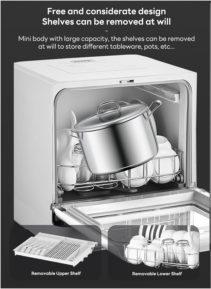 ET-LIFE Countertop Dishwasher, Installation-Free Automatic Dishwasher, 4 Programs, High Temp Disinfection and Hot Air Drying for 8 People  - Image 2