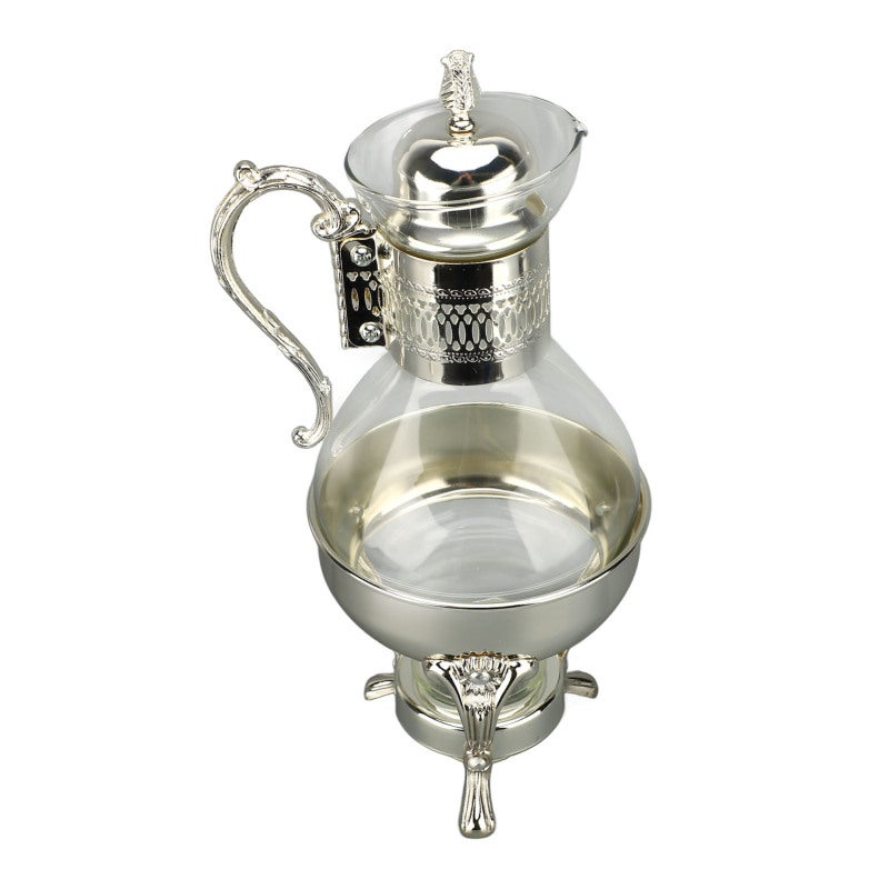 Vintage Coffee Pot Set: Silver Zinc Alloy & Glass, Ergonomic Comfort Grip - Durable & Easy To Clean, Glass Coffee Pot for Home Office Desktop Decor & Coffee Brewing - Image 2