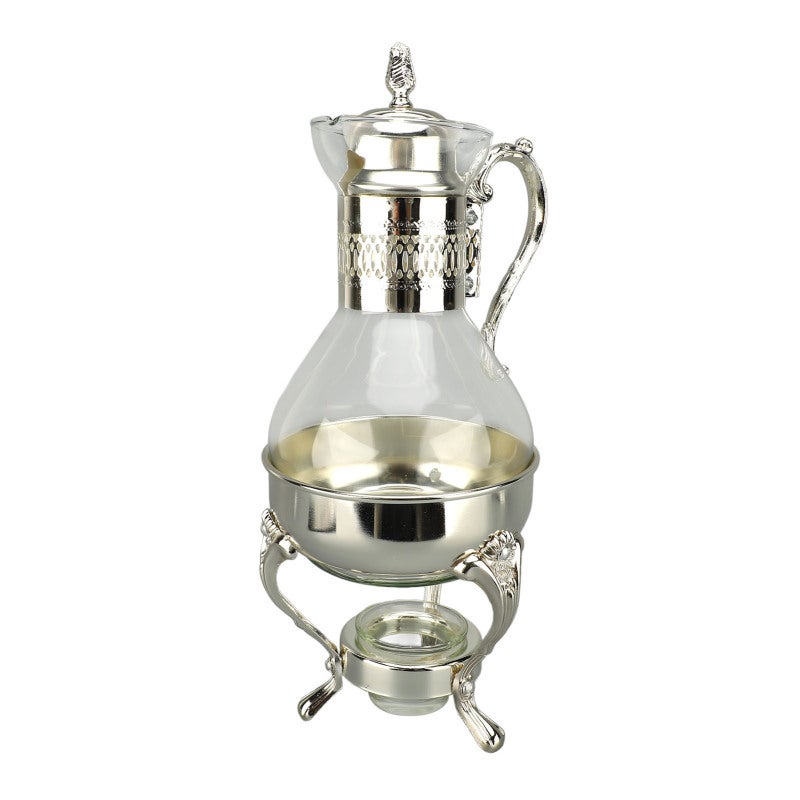 Vintage Coffee Pot Set: Silver Zinc Alloy & Glass, Ergonomic Comfort Grip - Durable & Easy To Clean, Glass Coffee Pot for Home Office Desktop Decor & Coffee Brewing - Image 5