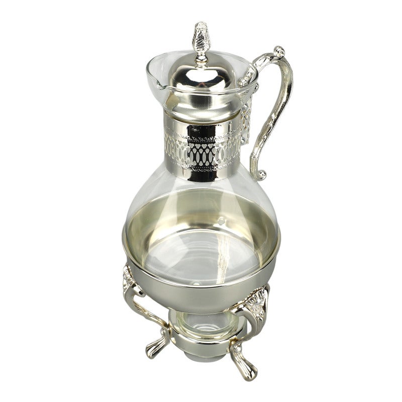 Vintage Coffee Pot Set: Silver Zinc Alloy & Glass, Ergonomic Comfort Grip - Durable & Easy To Clean, Glass Coffee Pot for Home Office Desktop Decor & Coffee Brewing - Image 4