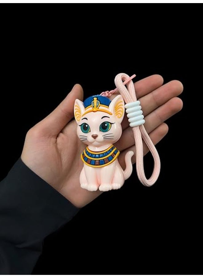 Egyptian Style Cat Figurine Keychain – Cute Decorative Cat Charm with Ancient-Inspired Design, Lightweight Bag & Car Accessory, Unique Gift for Home, Office, or Travel (Pink) - Image 2