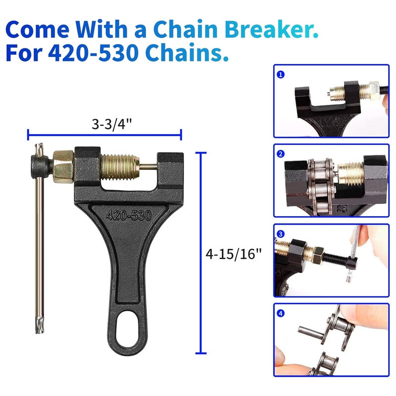 Belleone 420 Roller Chain 120 Links with 5 Free Connecting Links and Chain Breaker, Drive Chain Compatible with 50cc 70cc 90cc, for Mini Bike, Go-Kart, Scooter, Motorcycle, ATV and Other Machinery - Image 5