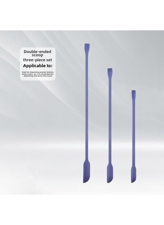 Generic - Mini Silicone Double-headed Sharp Scraper Spoon Cosmetic Skin Care Products Extraction Tool Set Including Avocado Jam Scraper-Specifications:Elbow Changchun Basket Three-piece Set - Image 1
