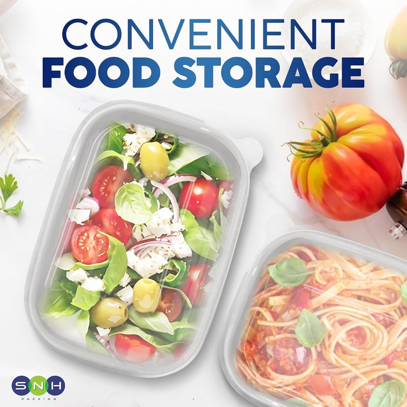 SNH Packing White 50-Pack Rectangular Kraft Paper 1000 ml Disposable Meal Boxes with Lids - Heavy-Duty, Microwave-Safe, Leak-Resistant Takeaway Containers for Hot & Cold Food, Meal Prep, BBQ, Salads - Image 3
